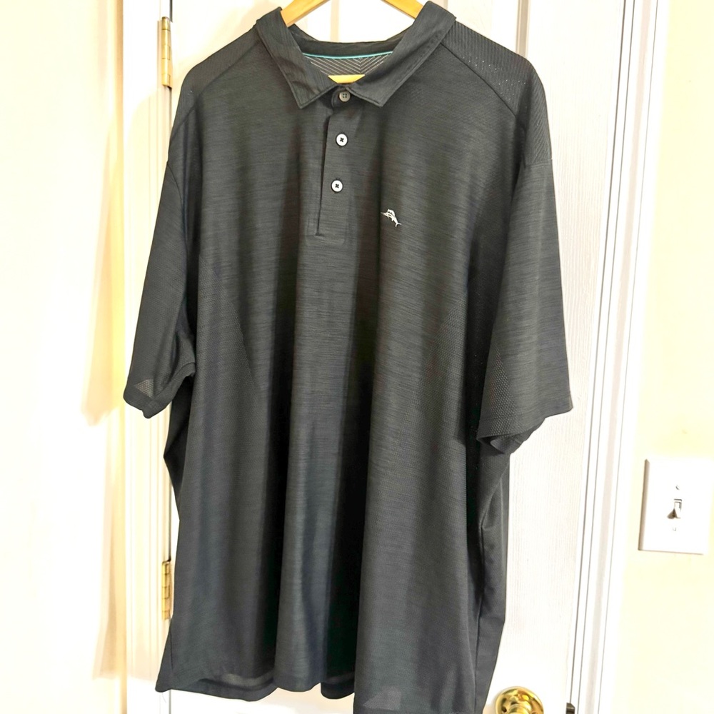 Tommy Bahama Polo Shirt Men 3XL Black Short Sleeve Island Zone Preppy Casual